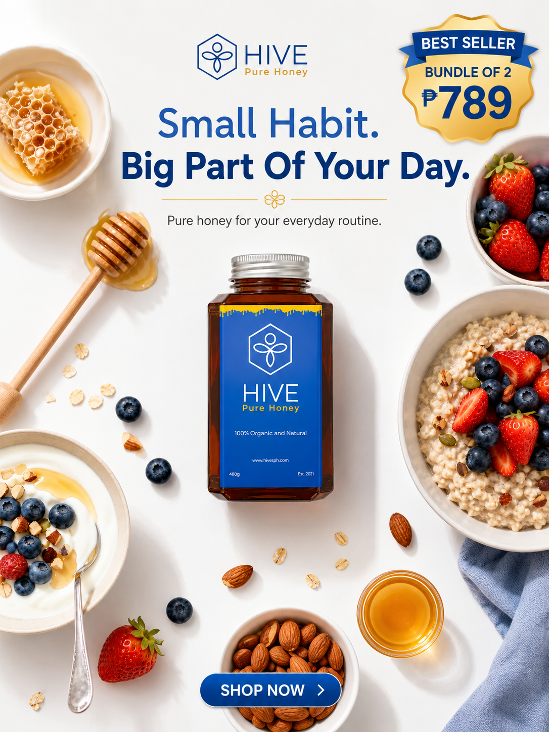 HIVE 100% Pure Honey 480g For Daily Wellness Routine